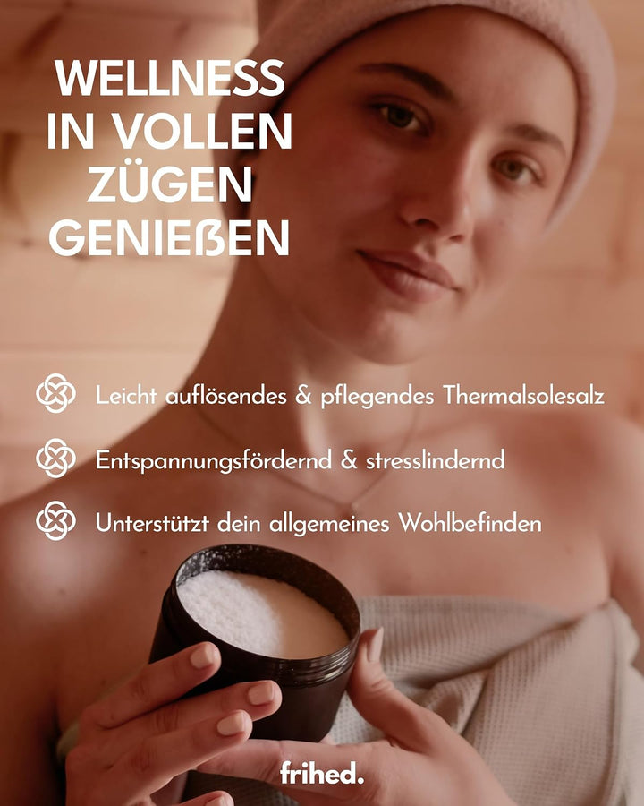 frihed.® Saunasalz Winter Blossom - Hochwertiges Peelingsalz mit Baumwoll Duft - Ideal nach Sauna, D