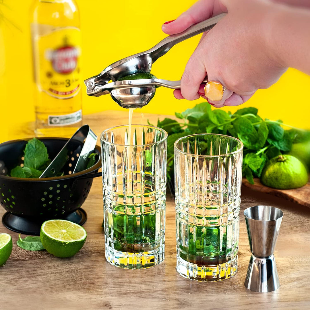 KOOLTHO Mojito Gläser Set Cocktail Geschenkset, Geschenk Cocktails Glas 4er Sets Zubehör Zitronenpre