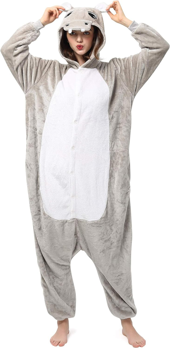 Katara 1744 (30+ Designs) Nilpferd-Kostüm Hippo, Unisex Onesie/ Pyjama-Qualität für Erwachsene & Tee