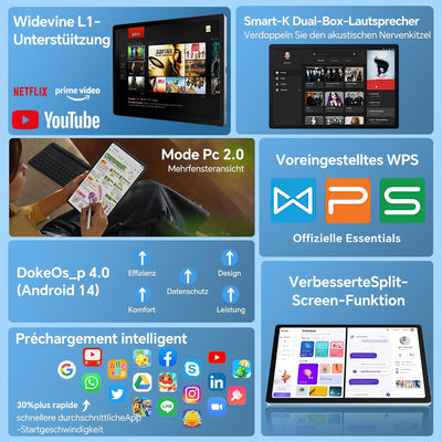 OSCAL Pad 80 WiFi Android 14 Tablet 10.51 Zoll, 18 GB RAM+256 GB ROM Speicherplatz(2TB TF),8200 mAh