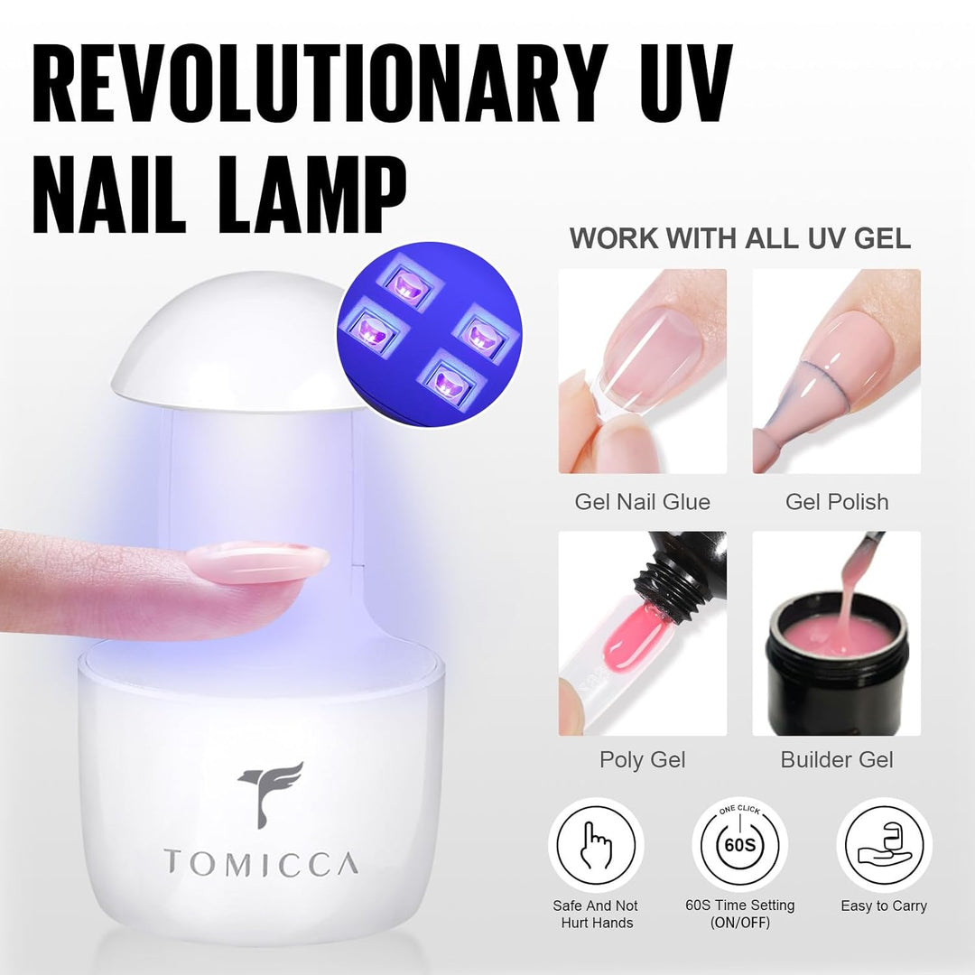 TOMICCA Nail Tips and Glue Gel Kit, Nail Extension Set Top Coat und 6 in 1 nagelkleber für kunstnäge