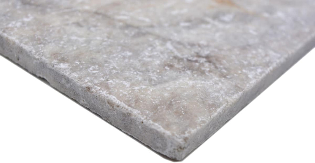 Fliese Travertin Naturstein weissgrau Fliese silber Antique Travertin für BODEN WAND BAD WC DUSCHE K