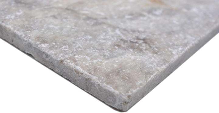 Fliese Travertin Naturstein weissgrau Fliese silber Antique Travertin für BODEN WAND BAD WC DUSCHE K