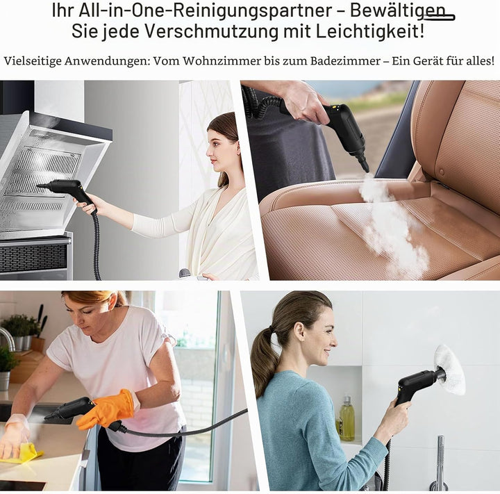 Timisea Professionaler Dampfreiniger für Alles - 15 Sekunden Schnellaufhezung, 360° Heizung, Kraftvo