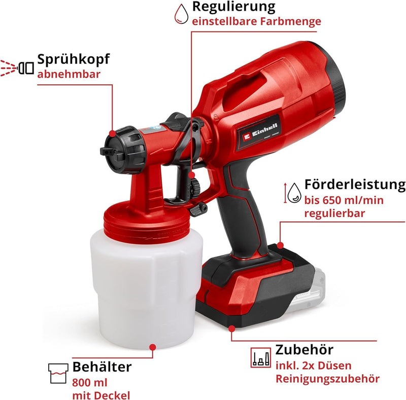 Einhell Akku-Farbsprühsystem TC-SY 18/60 Li-Solo Power X-Change (Li-Ion, 18 V, Förderleistung 650 ml