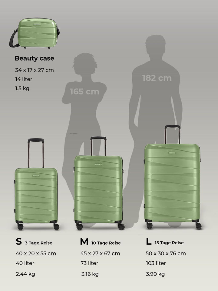 REDOLZ Hartschalen Koffer-Set 3-teilig | aus hochwertigem, leichtem Polypropylen Material | 4 Doppel