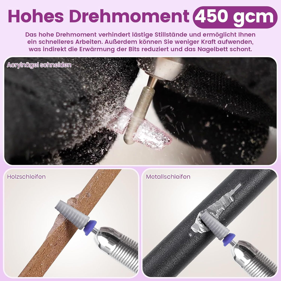 Delanie Elektrische Nagelfräser 35.000 U/min, Akku-Nagelfräser für Acrylnägel Nagellack, wiederaufla