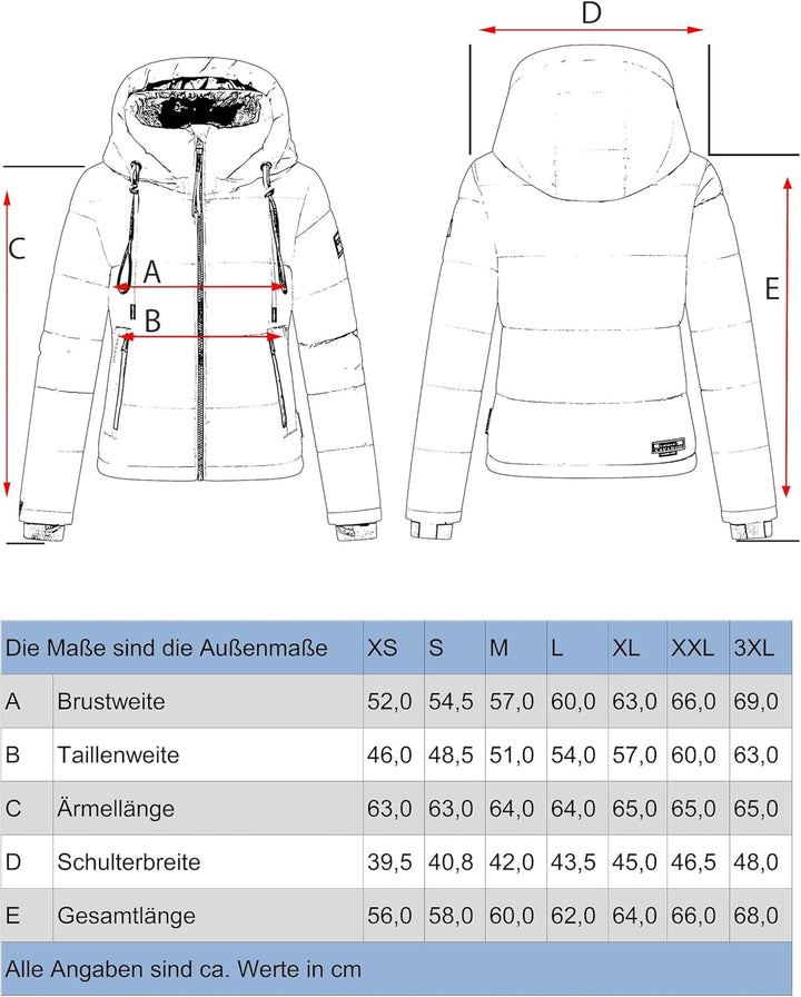 Navahoo Damen Winterjacke Steppjacke warm mit Abnehmbarer Kapuze und Kunstfellkragen Mit Liebe XIV X