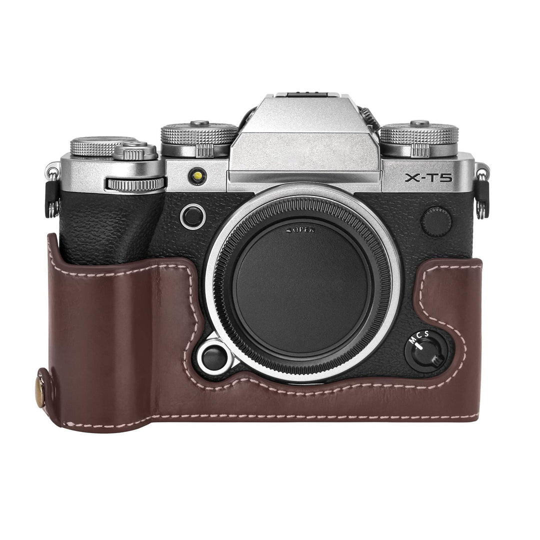 Rieibi Fuji XT5 Schutzhülle – hochwertige PU-Leder-Halbtasche für Fujifilm X-T5 Digitalkamera – Körp