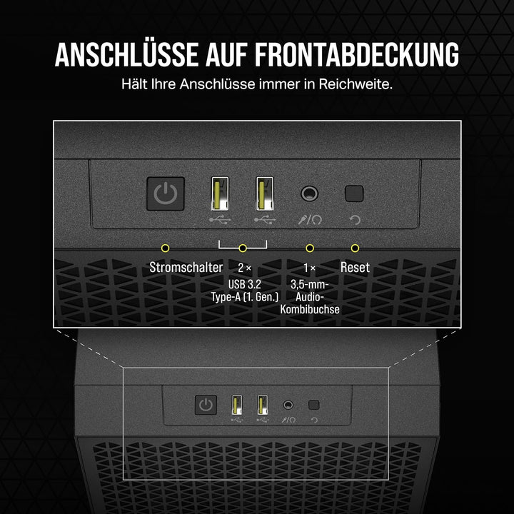 CORSAIR 3000D Airflow Mid-Tower PC-Gehäuse - 3-Pin-Lüfter - Vier-Slot-GPU-Unterstützung - Geeignet F