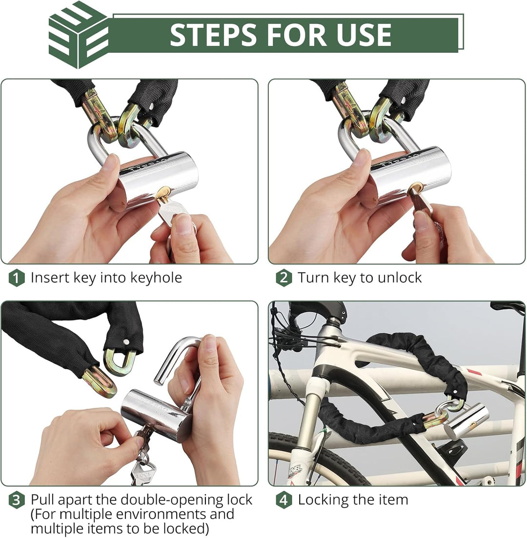 EYPINS Motorradschloss Fahrradschloss, 120cm ø10mm Kettenschloss Motorrad Kettenschloss Fahrrad Roll