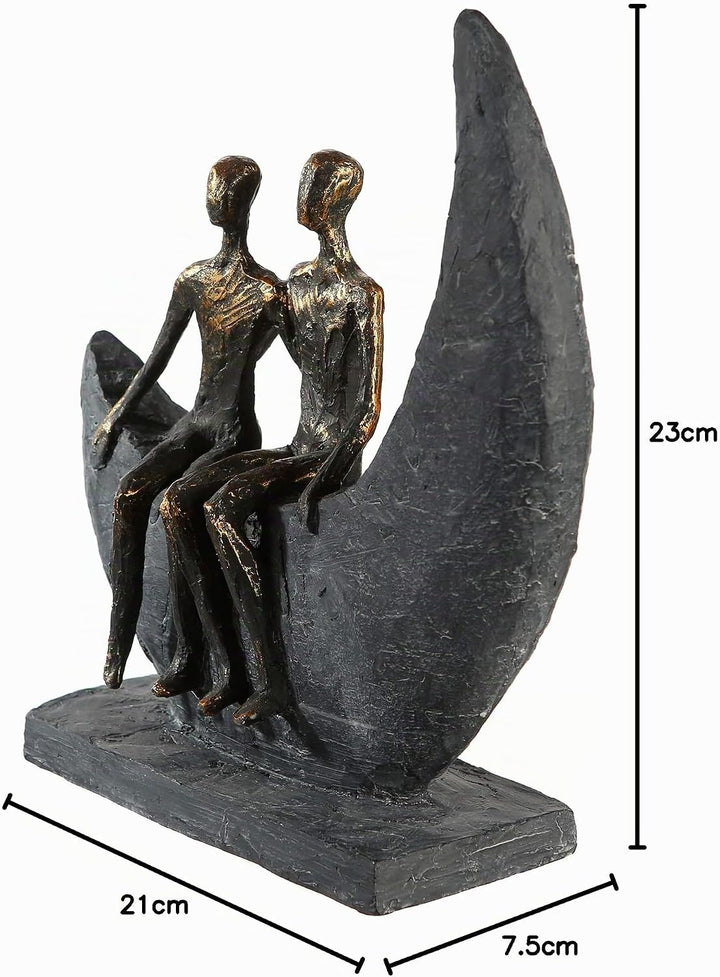 Casablanca - Skulptur Figur Moon Poly bronzefarbene Figur Basis dunkelgrau mit Zertifikat und Spruch