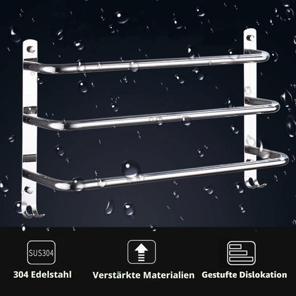 HONPHIER Handtuchhalter Handtuchstangen Edelstahl mit Haken Handtuchstange Bad Wandmontage Handtuchh
