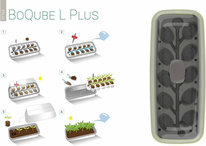 Romberg BoQube L Plus (Pflanzsystem, Farbe Anthrazit-Sommergrün, PAK-frei, lebensmittelecht, mit Bel