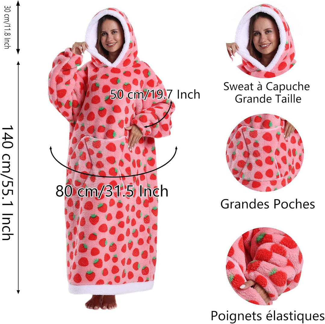 Ultra Weiche Hoodie Decke mit Ärmeln Warme Flanell Decke zum Anziehen für Zuhause Sofa und Bett, Kus