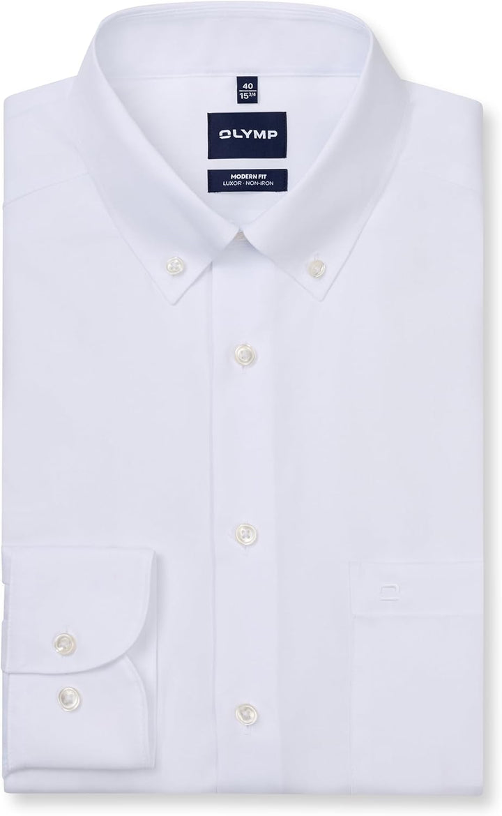 OLYMP Herren Businesshemd Langarm Luxor,Kariert,modern fit,Button-Down-Kragen
