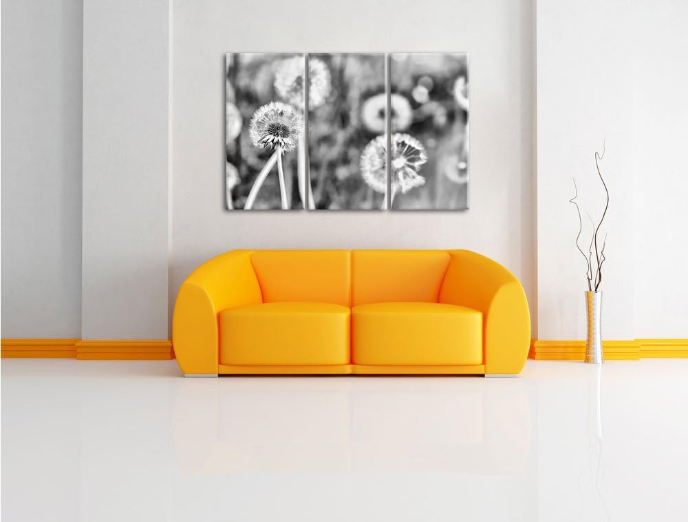 Pixxprint Romantische Pusteblumen als Leinwandbild/Grösse: 3 Teilig (120x80 cm) cm/Wandbild/Kunstdru