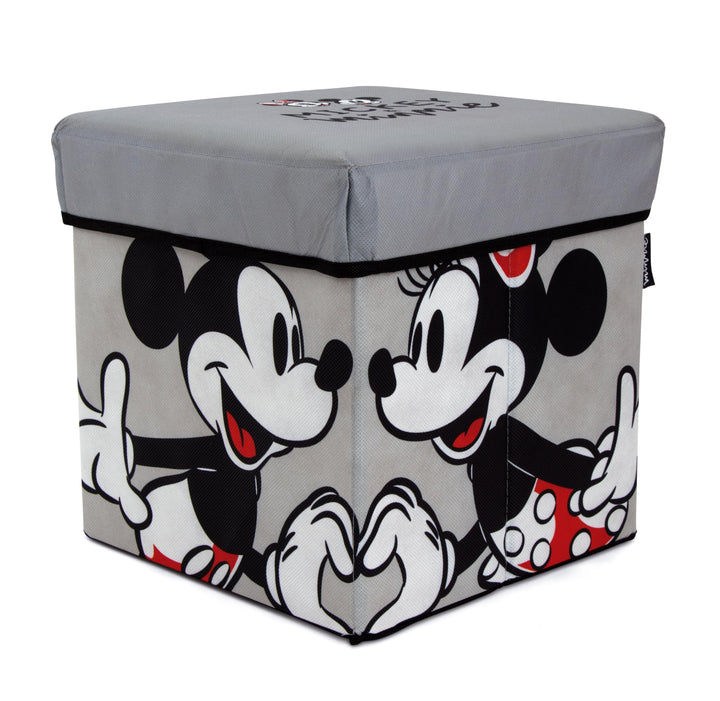 ARDITEX – Faltbare Aufbewahrungsbox für Kinder mit Mickey-und-Minnie-Motiv und gepolstertem Deckel a