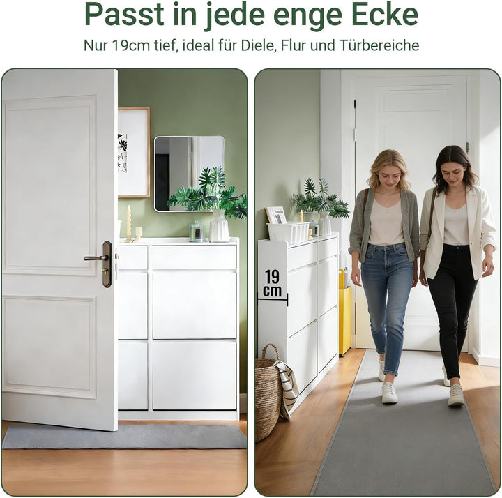 SoBuy Schuhkipper mit 4 Klappen Schuhablage Schuhschrank schmal Schuhregal mit 4 Ablageflächen Schuh