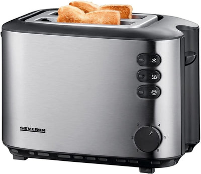 SEVERIN Automatik-Toaster, 2 Röstkammern, 850 W, AT 2514, Edelstahl/Schwarz & Glas Wasserkocher, lei