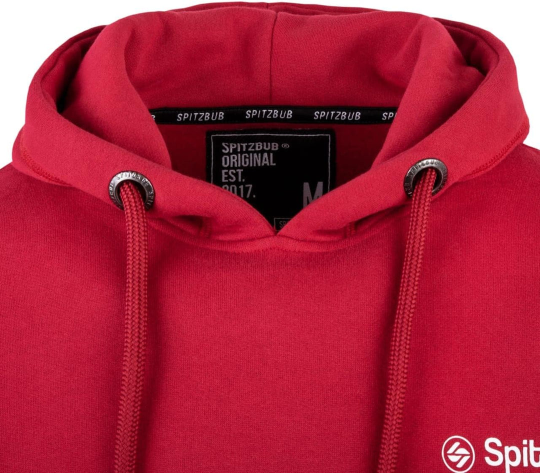 Spitzbub Herren Hoodie Pullover mit Kapuze Kapuzenpullover Sportshoodie mit Ärmelprint L Rot, L Rot