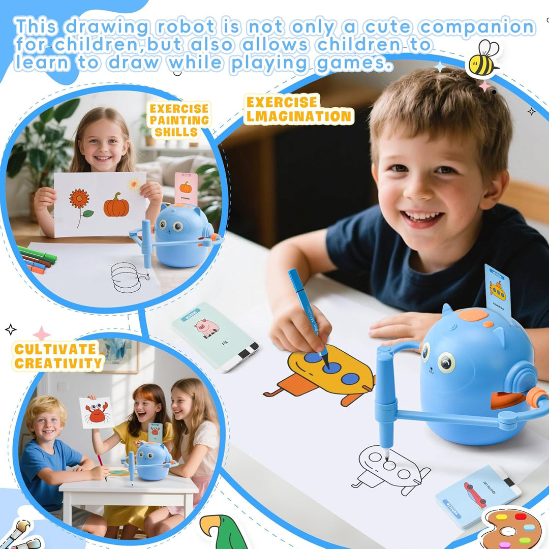 LTFIOON Zeichenroboter Kinder, Roboter Zeichnen für Kinder mit 100 Karten, Magic Drawing Robot Paint