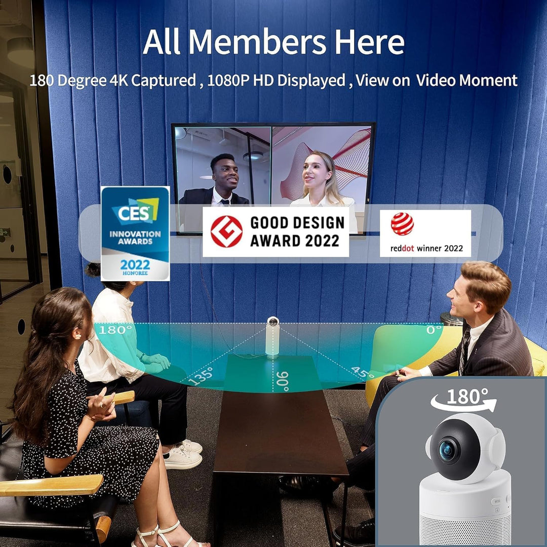KanDao Meeting S 180 Grad Videokonferenz Kamera, 4K Captured 1080P HD - Funktioniert mit Teams, Zoom