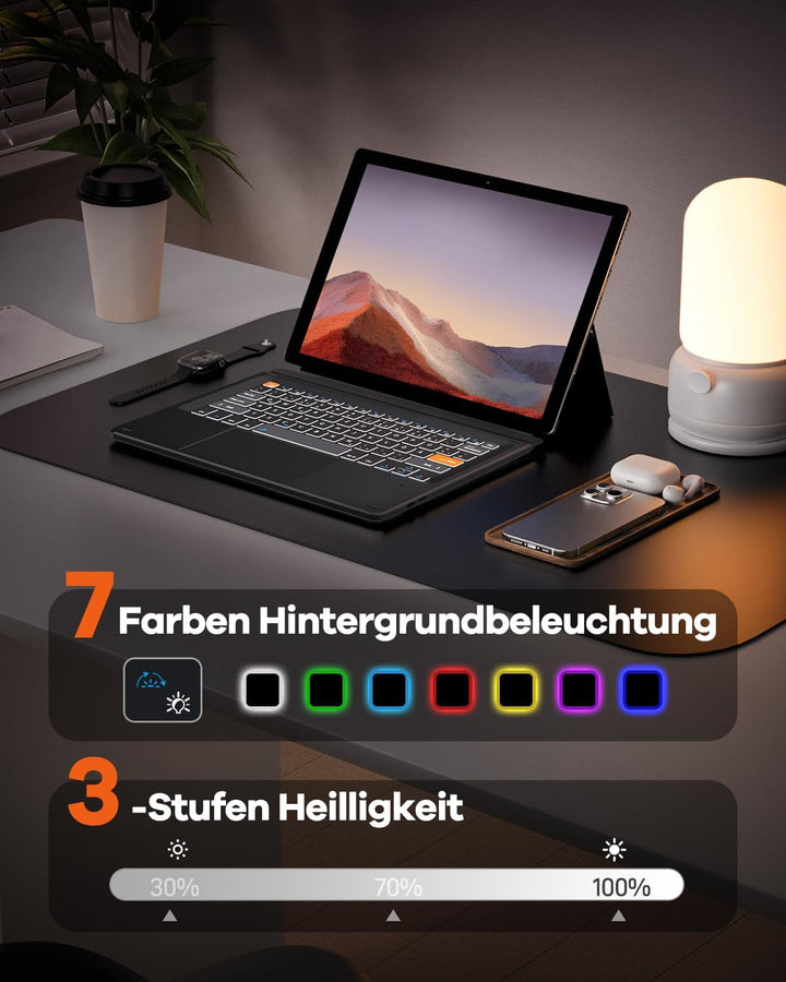 Doohoeek Bluetooth Tastatur für Surface Pro 7+/7/6/5/4/3, Kabellose Beleuchtete Tastatur, Ultraslim