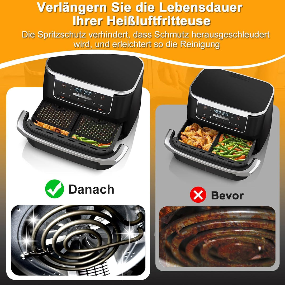 Heissluftfritteuse Spritzschutz für Ninja 10,4L AF500EU, 2 Stk Airfryer Spritzschutz für Ninja Foodi