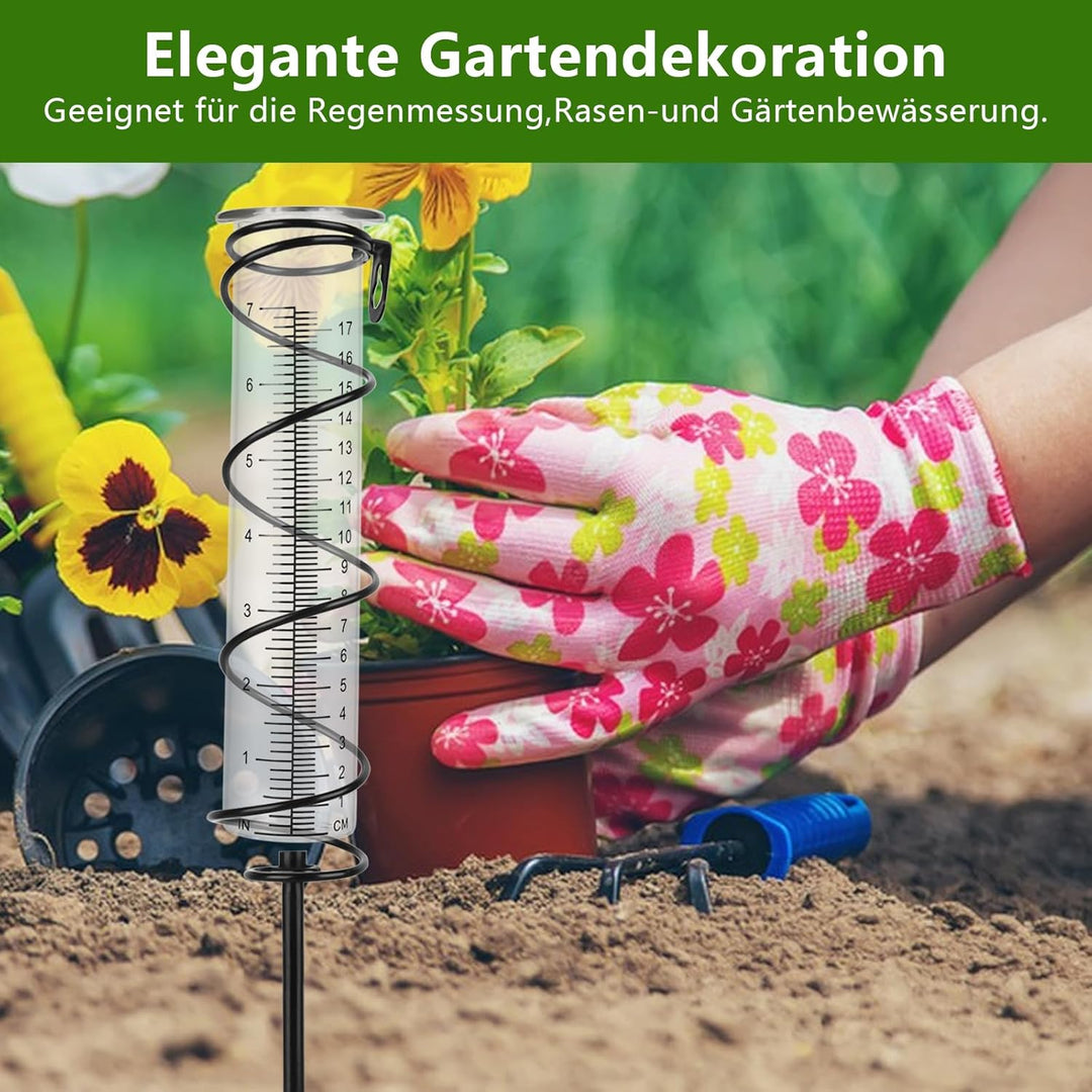 17cm Regenmesser für Garten Frostsicher - Outdoor Regenmesser Glas Regenwassermesser Niederschlagsme