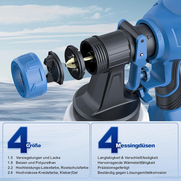 NANWEI Akku-Farbspritzgerät, kompatibel mit Makita 18-V-Akku, farbsprühsystem mit 1200-ml-Behälter,