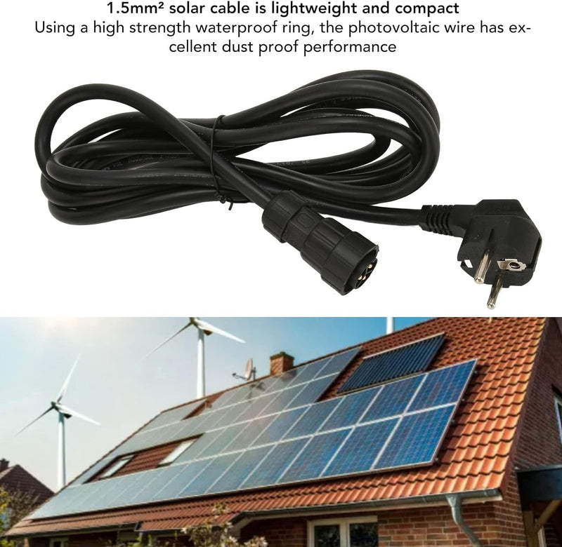 EU 220 V AC Kabel Solar Wechselrichter, 3 x 1,5 mm² Solarkabel, 3 m/10 ft AC Netzkabel, Solar Photov