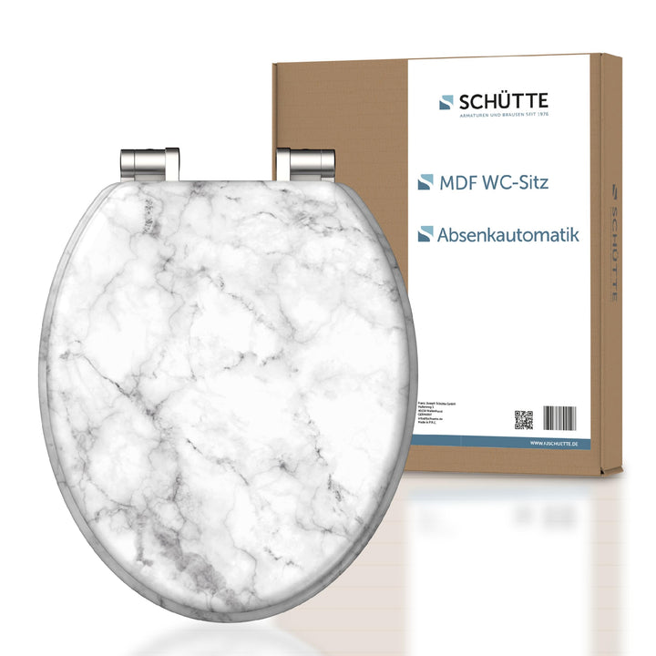 SCHÜTTE WC-Sitz MARMOR STONE mit Absenkautomatik aus Holz Toilettensitz mit Klodeckel, Holzkern Toil