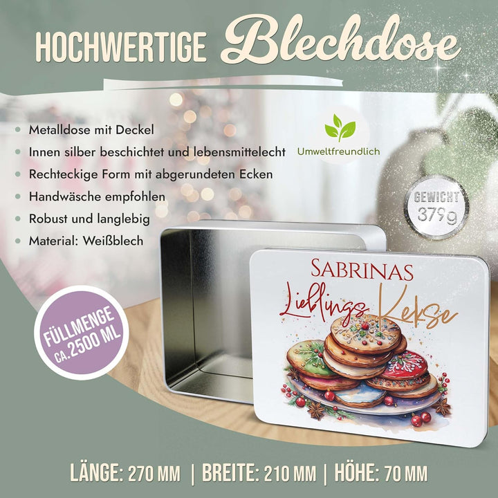 Print Royal PR Geschenkdose mit Name personalisiert - Lieblingskekse - Blechdose bedrucken, Aufbewah