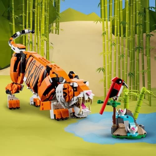 LEGO 31129 Creator Majestätischer Tiger, Panda oder Fisch, 3-in-1 Tierfiguren-Set, Spielzeug für Kin