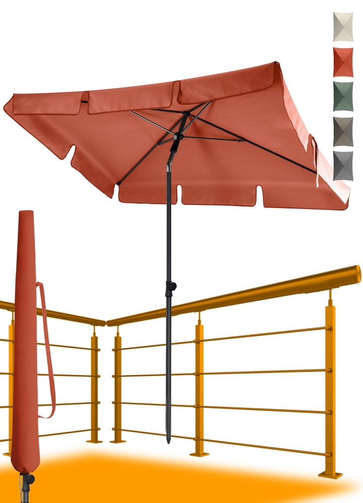 4smile Sonnenschirm Balkon 200 × 125 cm, Sonnenschirm rechteckig mit UPF 50+, 45° knickbar & höhenve