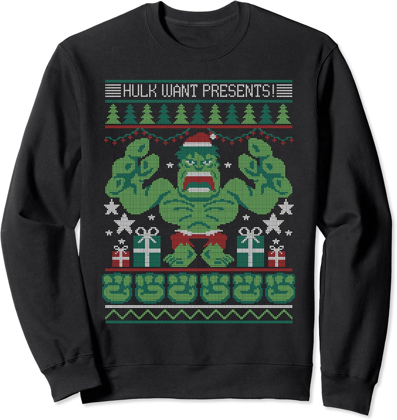 Marvel Hulk Wants Presents Holiday Sweater Sweatshirt