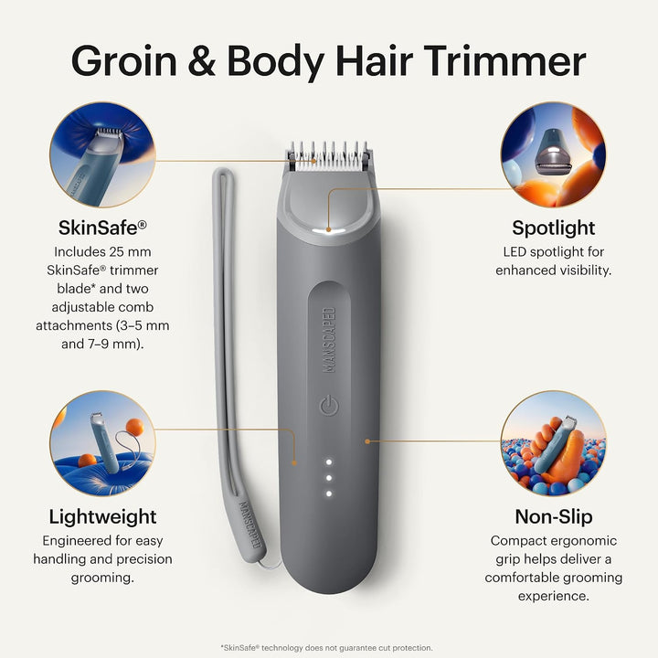 MANSCAPED® The Lawn Mower® Go Groin &amp; Body Hair Trimmer | Waterproof shaver for men, bikini, SkinSaf