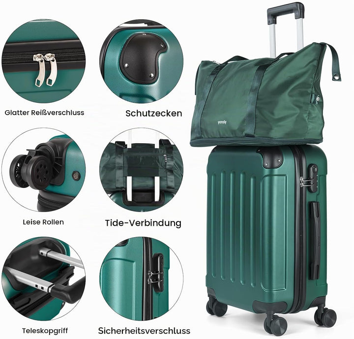 Reisekoffer Set 4-teilig, Trolley Kofferset mit 1 Reisetasche, 1 Kulturbeutel, Rollkoffer Handgepäck