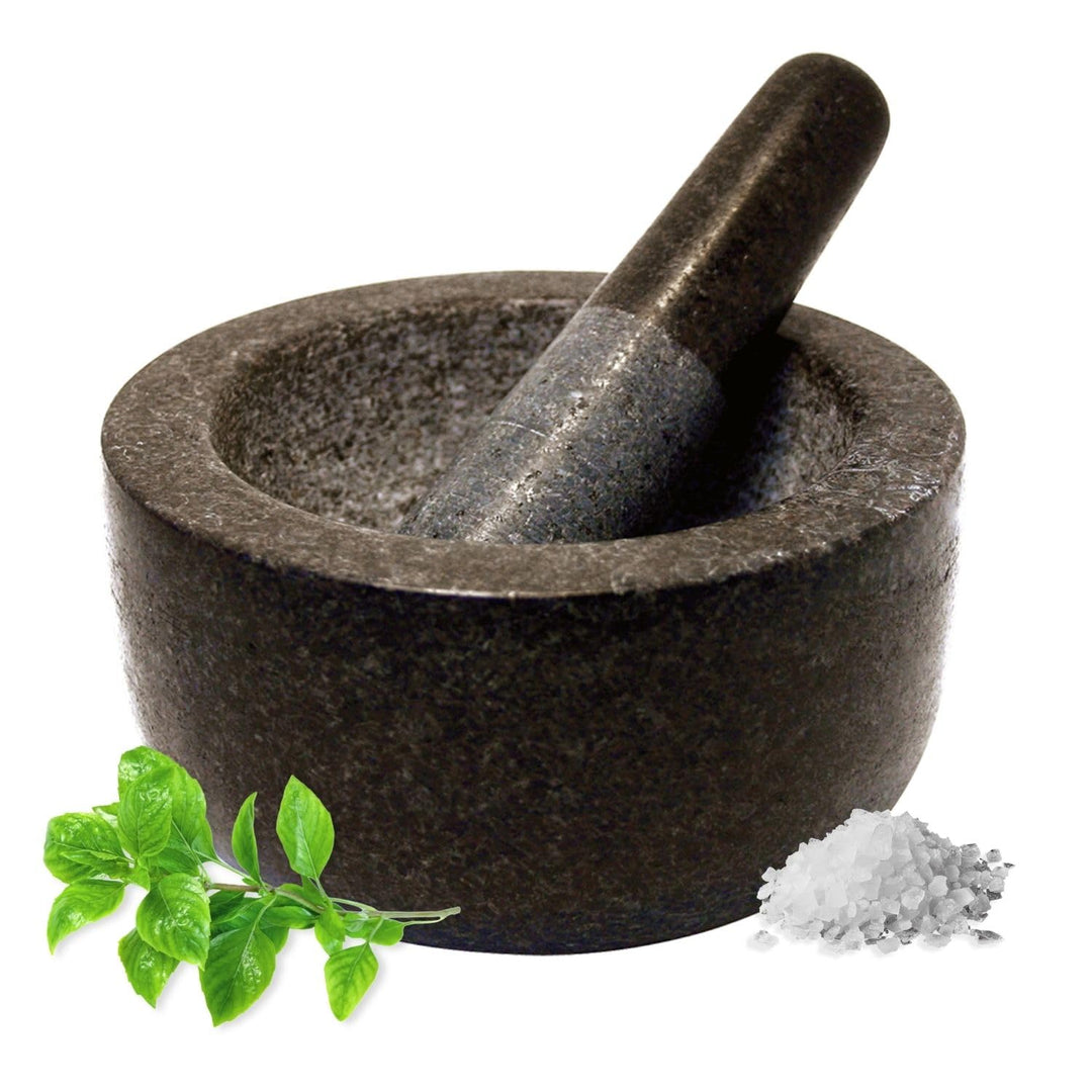 JADE TEMPLE 17036 Steinmörser mit Stössel im Set, effektives und einfaches mörsern, aus massivem Gra