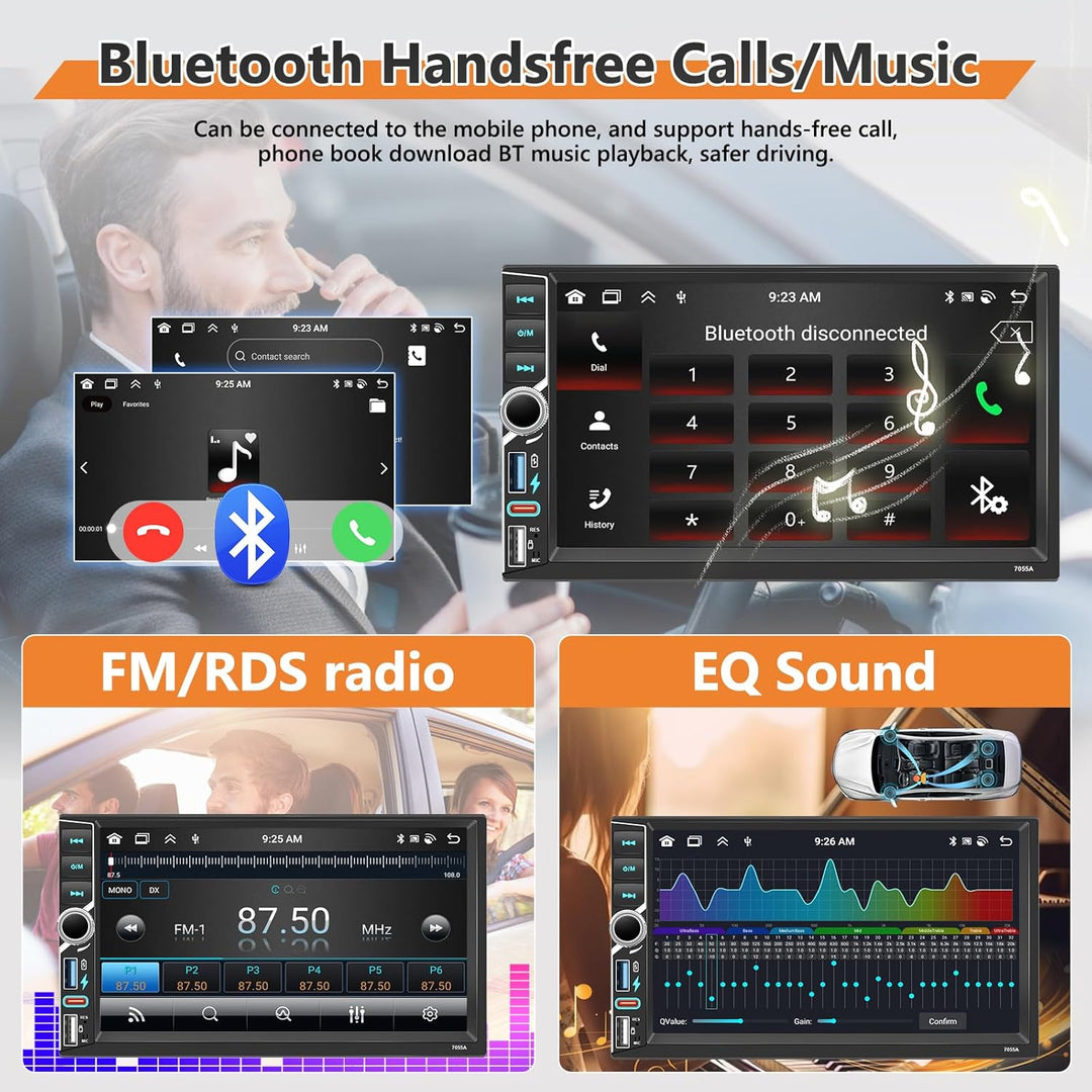 4GB+64GB Carplay Autoradio mit Type-C, 2 Din Android Auto Car Radio mit GPS Navigation, WiFi， Blueto