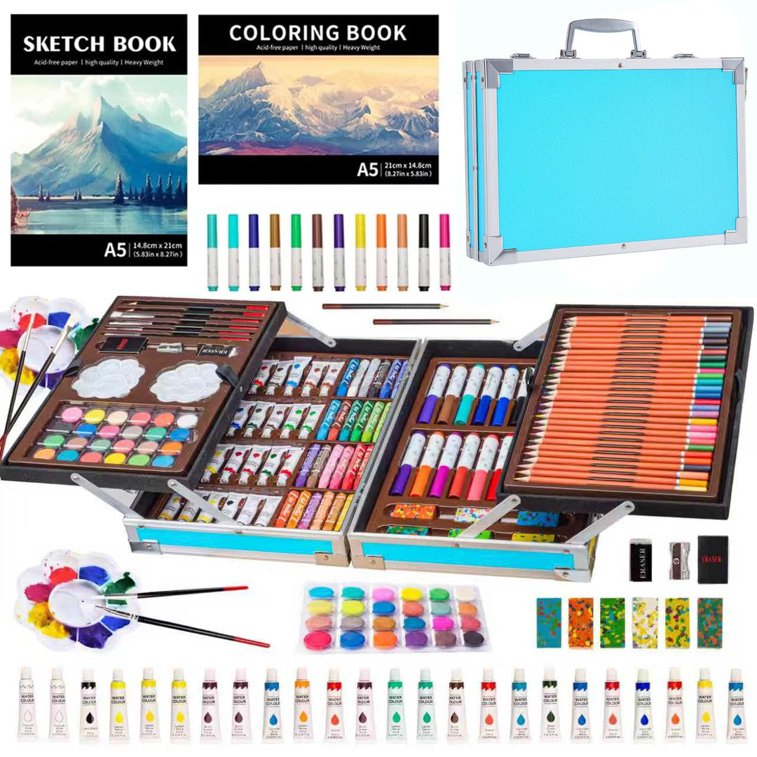 KINSPORY Malkoffer Kinder, 139 Stück Malset Kinder, Malkasten für Kinder, Deluxe Farben mit Aluminiu