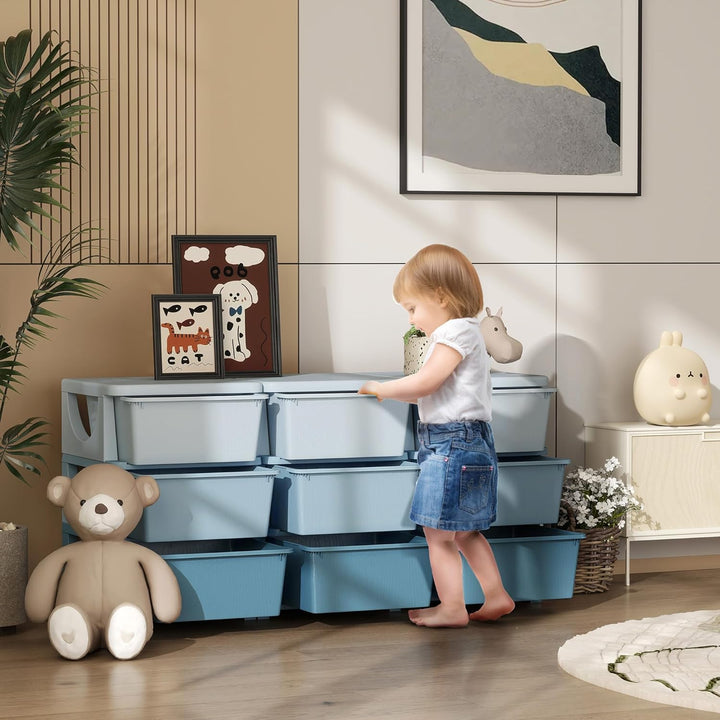 HOMCOM Schubladenschrank für Kinder mit Stauraum Aufbewahrungsboxen Spielzeug-Organizer Spielzeugkis
