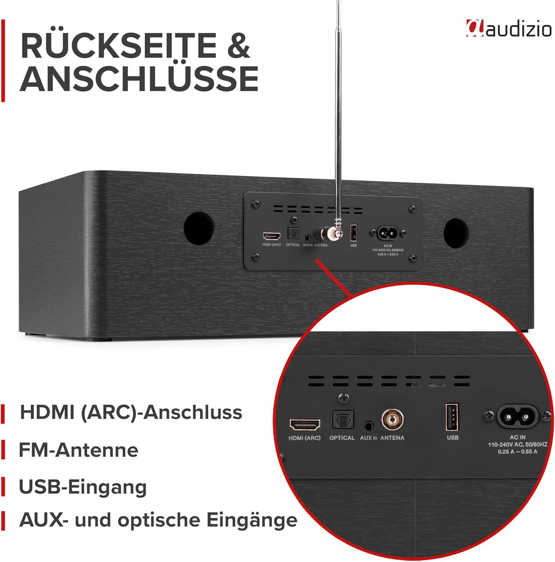 Audizio Lunata - DAB Radio mit CD Player, 100W Stereoanlage mit CD & Bluetooth 5.3 - Musikanlage mit