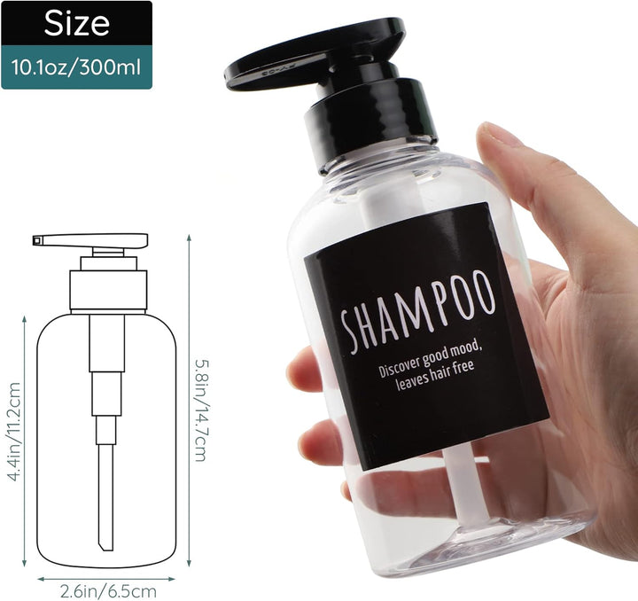 Segbeauty Seifenspender, 3 Stück 300 ml Shampoo Flaschen zum Befüllen, Soap Dispenser mit 2 Seifensp