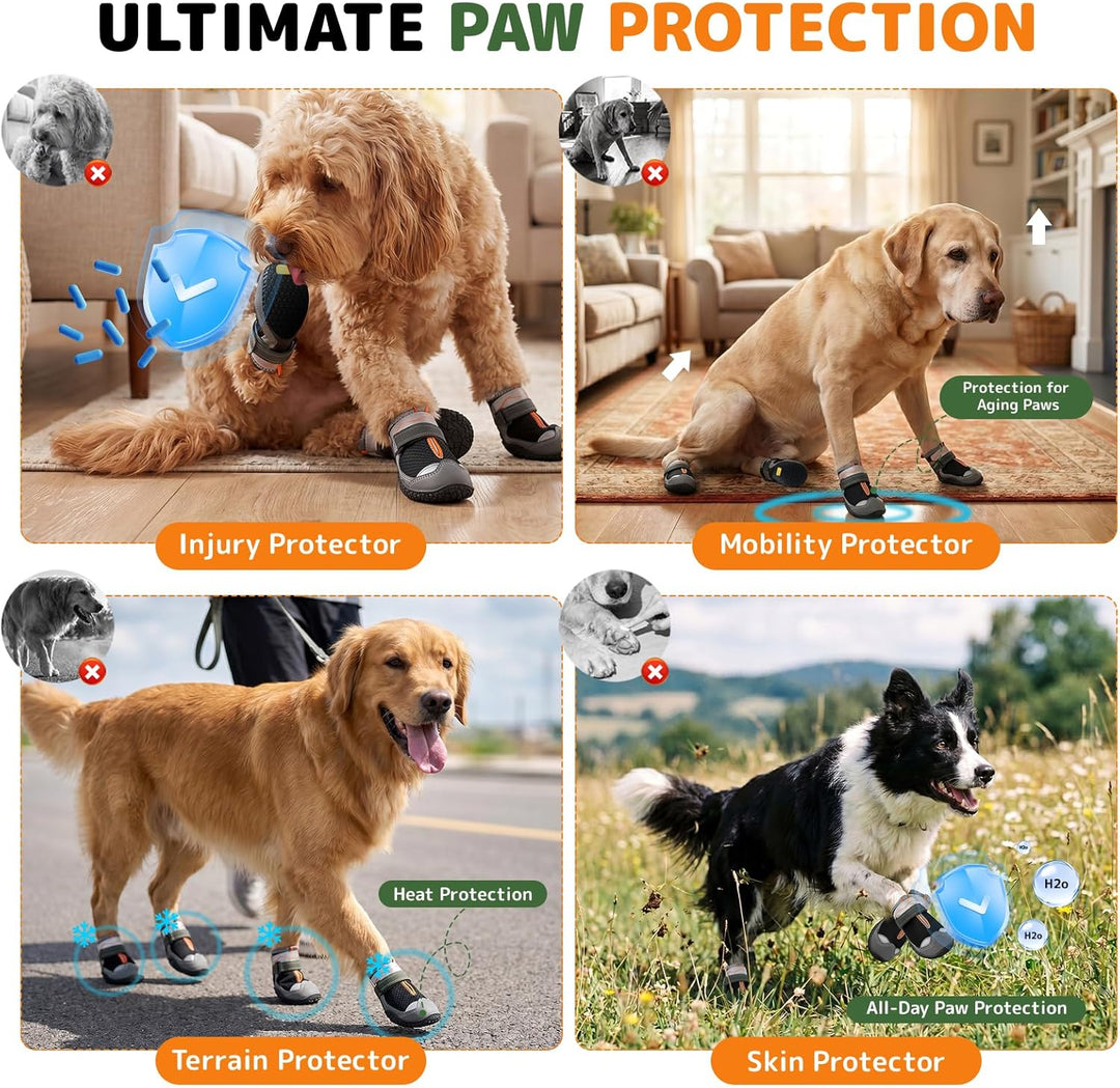 Gimars Pfotenschutz Hundeschuhe, wasserdicht und rutschfest, atmungsaktiv für Outdoor und heisse Geh