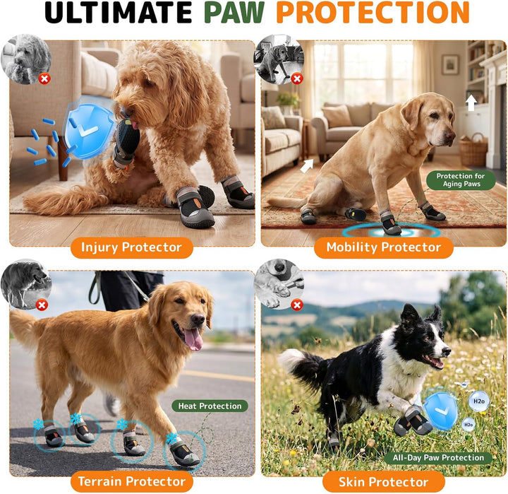 Gimars Pfotenschutz Hundeschuhe, wasserdicht und rutschfest, atmungsaktiv für Outdoor und heisse Geh