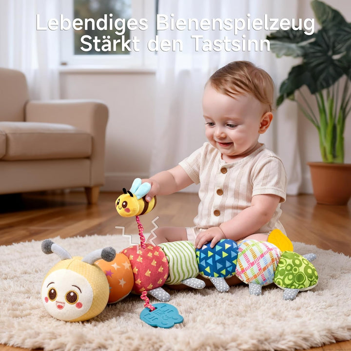 TUMAMA KIDS Baby Spielzeug 0 3 6 Monate Raupe Babyspielzeug, Bauchlage Kissen Greifling Kuscheltier