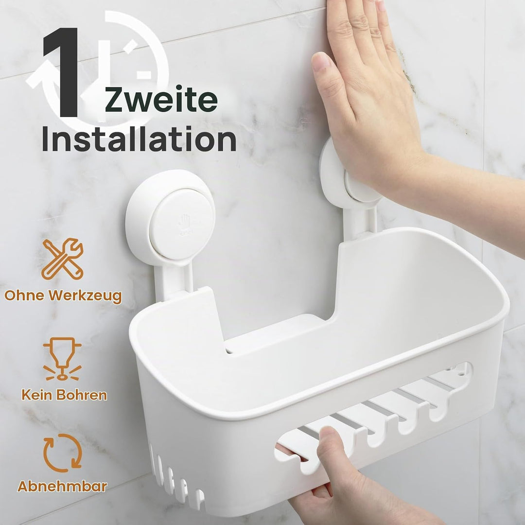 LEVERLOC Duschablage &amp; Saugnapf Doppel Dusche Seifenhalter ohne Bohren für Shampoo Conditioner Halte