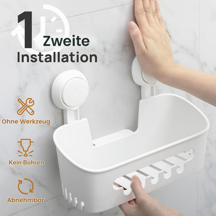 LEVERLOC Duschablage &amp; Saugnapf Doppel Dusche Seifenhalter ohne Bohren für Shampoo Conditioner Halte